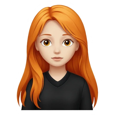 girl with very long orange hair and black clothes living sticker