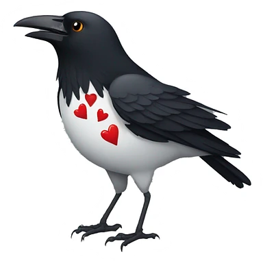 crow with hearts sticker