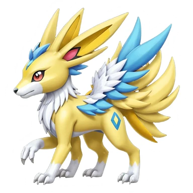 Colorful Meloetta-Manectric-Renamon-Wargreymon-Sergal-Pokémon-Digimon-Fakémon-fusion-hybrid-creature sticker
