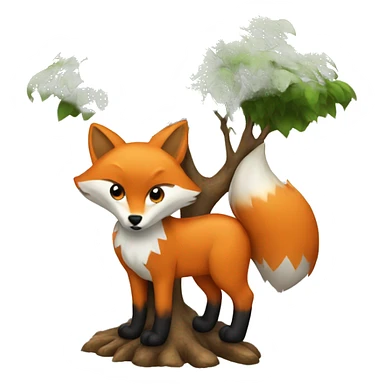 fox under the tree sticker