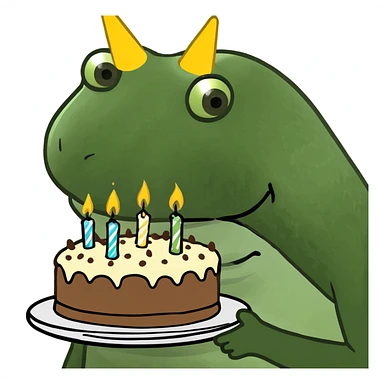bufo blowing candles on cake sticker