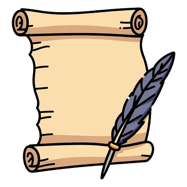 medieval parchment document with quill pen sticker