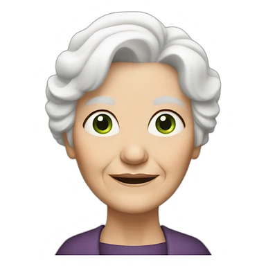 old woman grandma with white hair, white skin, green eyes sticker