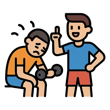 One sportsman encourages the other one, to do a workout and stop being lazy
 sticker