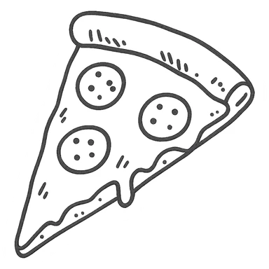 hand-drawn outlined slice of pizza icon sticker