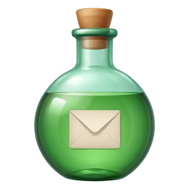 message round bottle with paper inside green sticker