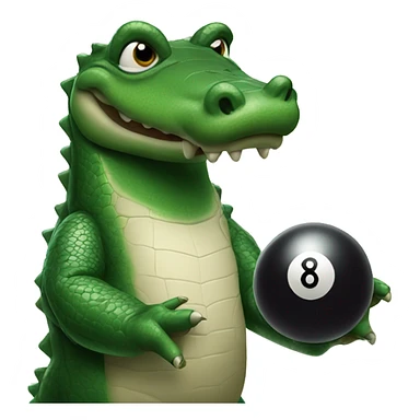 a alligator playing 8 ball sticker