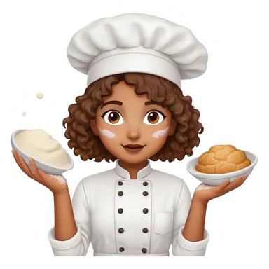 Brown girl, pastry chef with curly brown hair sticker