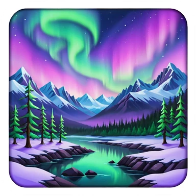 Alaska taiga: snowy forests, mountains & Northern lights sticker