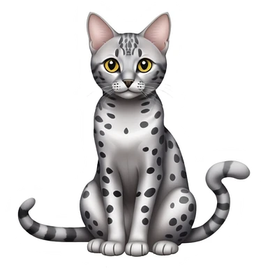 Egyptian Mau cat full body sitting with black eyes sticker