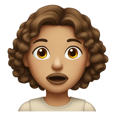 A girl with brown hair blows her lips sticker