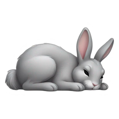 grey bunny sleeping on parket sticker