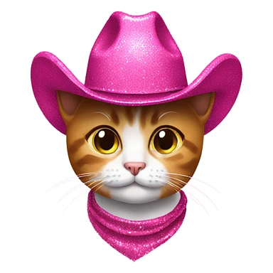 Cat with pink glitter cowboy hat sticker