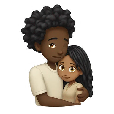 Brown girl with wavy hair hugging black boy who has dreads  sticker