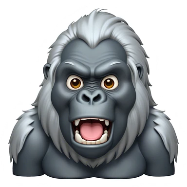 Cinematic Comical Silverback Gorilla Portrait Emoji, Head tilted dramatically with an exaggeratedly shocked expression, featuring a stately silver mane and wide, comically expressive eyes full of humorous disbelief, Simplified yet hilariously expressive features, highly detailed, glowing with a slightly sassy jungle glow, high shine, dramatic yet playful, stylized with an air of quirky primate attitude, soft glowing outline, capturing the essence of a meme-worthy silverback that appears ready to side-eye its way into viral fame! sticker