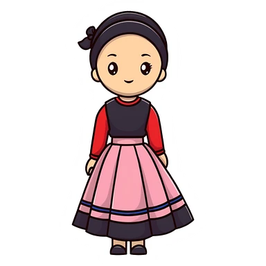 Doll wearing long skirt top  sticker