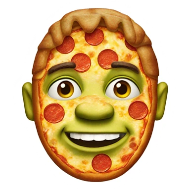 Shrek made out of pizza sticker
