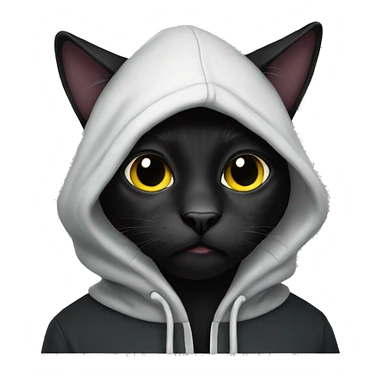 black cat wearing a hoodie sticker