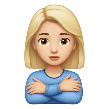 Girl holding her neck w her arms crossed over  sticker