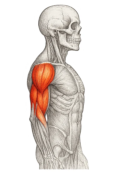 tricipite visto anatomicamente , colora solo il tricipite, il resto fallo in bianco e nero sticker
