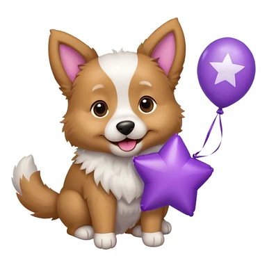 Dog hold purple star balloon sticker