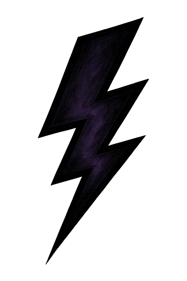 emo-style lightning bolt, black and purple, moody, no background sticker