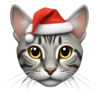 Gray tabby with Santa hat  sticker