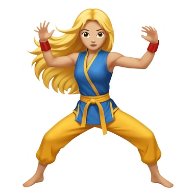 sexy girl with long yellow hair, kung fu sticker