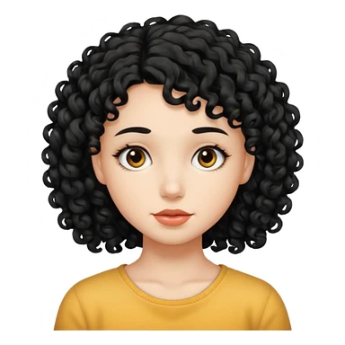 Faça uma garota zombeteiro de cabelo cacheado preto e uma mecha descolorido do lado esquerdo sticker