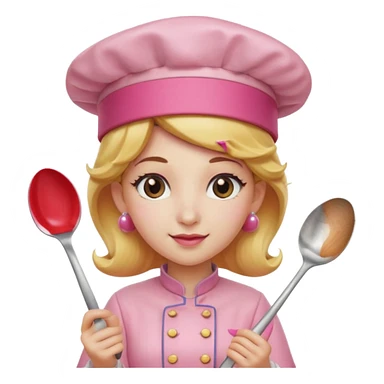 Pink chef hat princess peach with a hand and spoon sticker