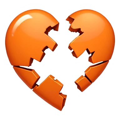 broken heart in orange color sticker