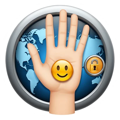a hand waving with a VPN lock icon in the palm sticker