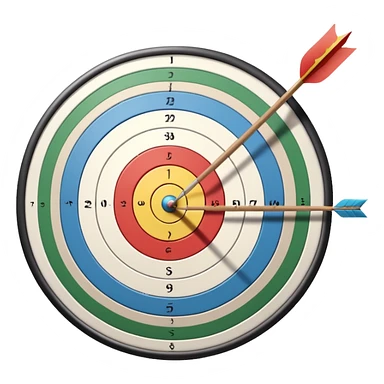 A close-up of a bowstring pulled taut with an arrow aimed at a target. The target's concentric rings are visible in the background, highlighting the focus and precision required for archery. The scene captures the grace and concentration of the sport. sticker