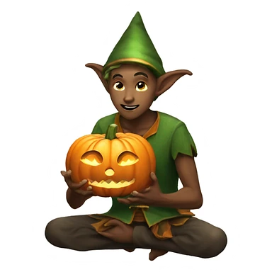 pumkin elf male casting a spell sticker