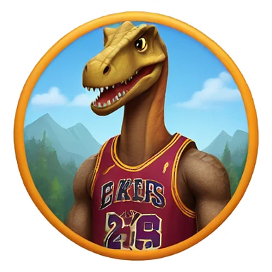 Dinosaur wearing LeBron jersey sticker