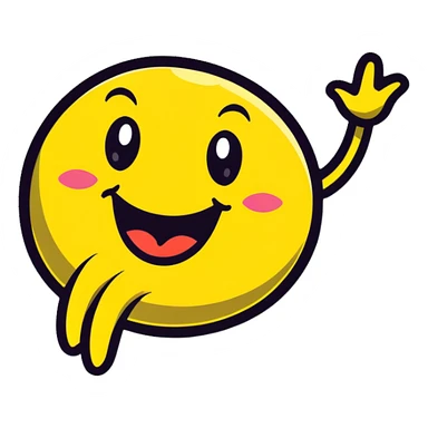 playful smiley face with tongue wiggling from side to side, motion lines showing the tongue swinging, dynamic pose sticker