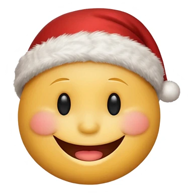 smiling smiley face with closed eyes in a red Christmas hat sticker