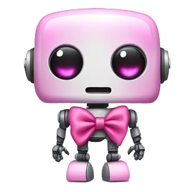 robot with a pink bow sticker