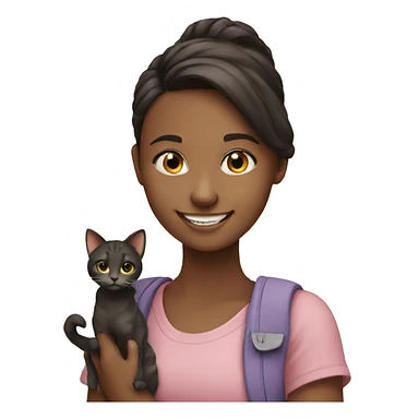 smiling girl with cat sticker