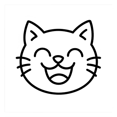 hand-drawn outlined icon of a funny cat face sticker
