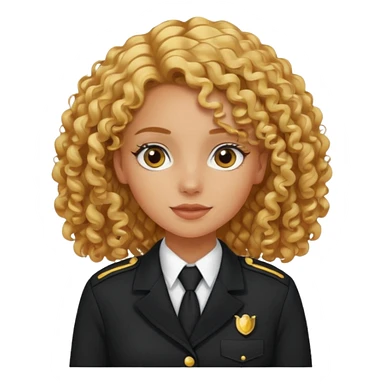 A tanned French girl with curly golden hair in a black uniform  sticker