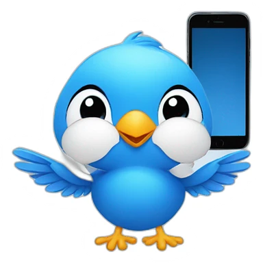 blue bird chick holding phone sticker