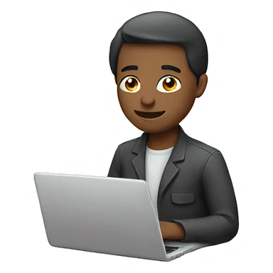 working on laptop sticker