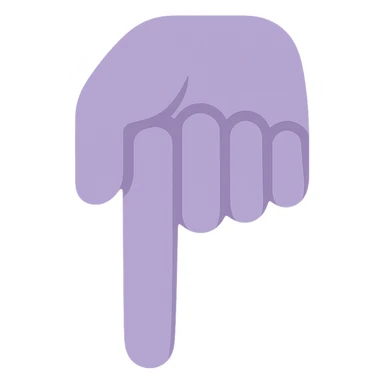 A dull purple Backhand Index Pointing Down sticker