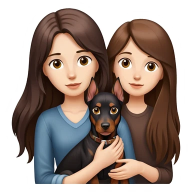 Black long-haired girl holding Doberman sticker