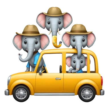 Elephants driving a car sticker