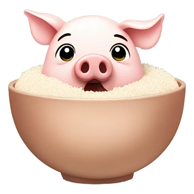 Pig eating rice meal sticker