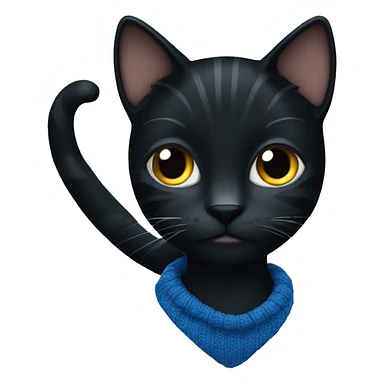 Dressed in blue knit black cat sticker