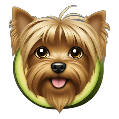 yorkie wearing an avocado sticker