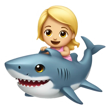 Cute baby girl, riding a shark sticker